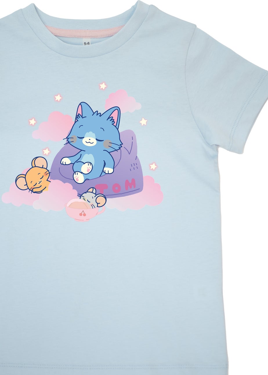 Tom & Jerry Sleeping Gokko Girls Blue Graphic Pyjamas (3-8 Years)