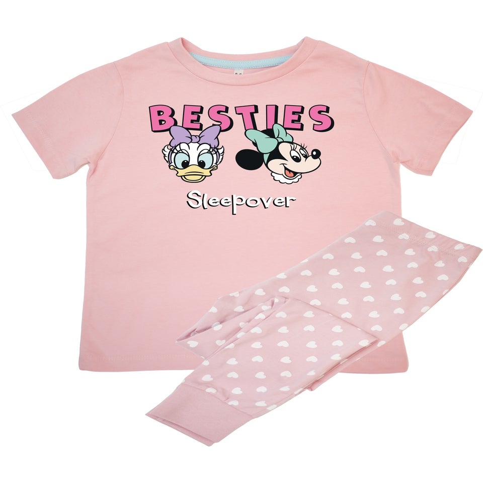 Disney Minnie Mouse Bestie Sleepover Girls Pink Graphic Pyjamas (3-8 Years)