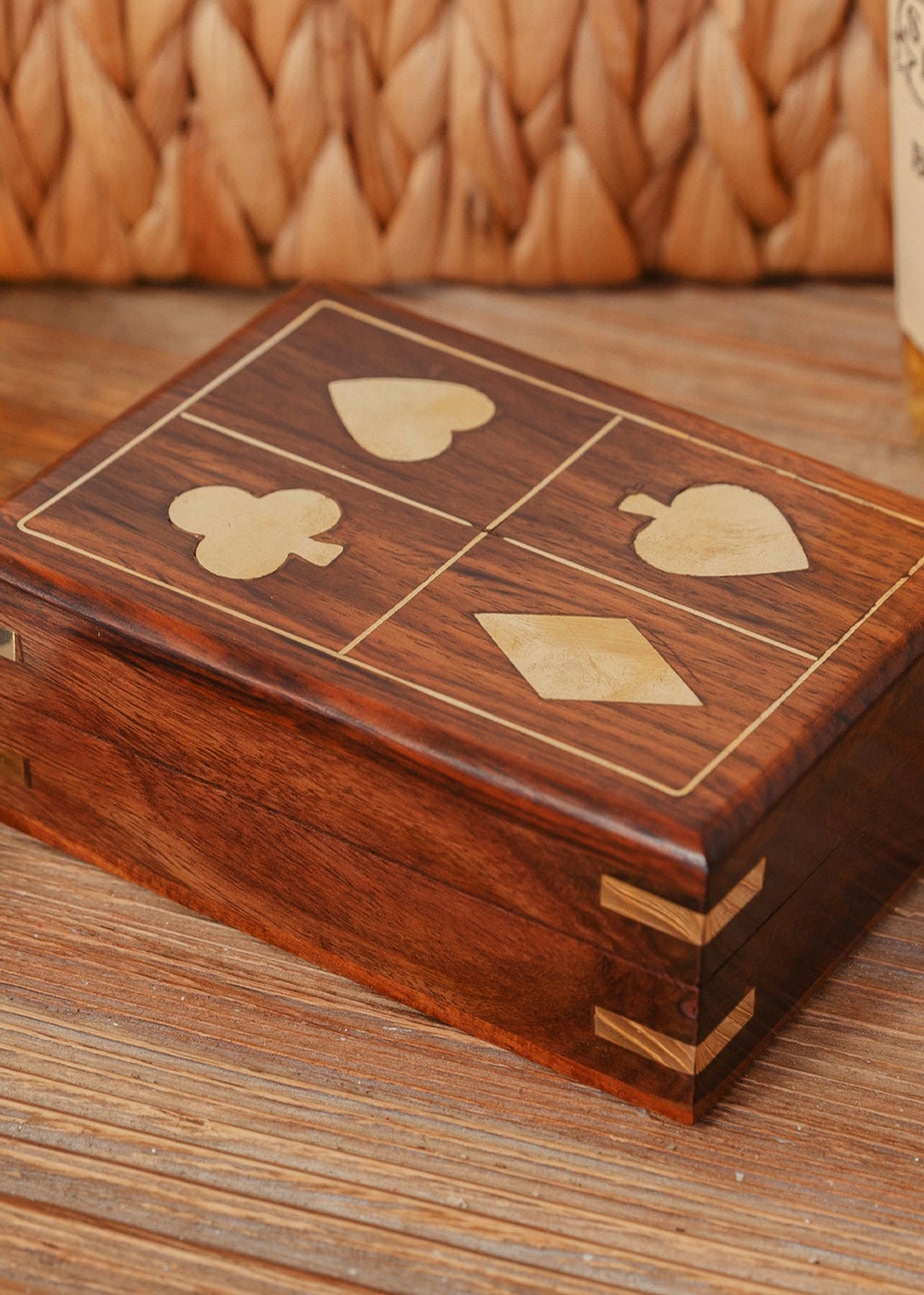 Harvey Makin Pack of Playing Cards In  Brown Wooden Box