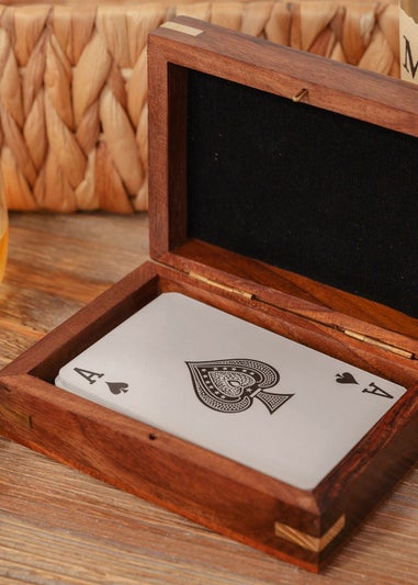 Harvey Makin Pack of Playing Cards In  Brown Wooden Box