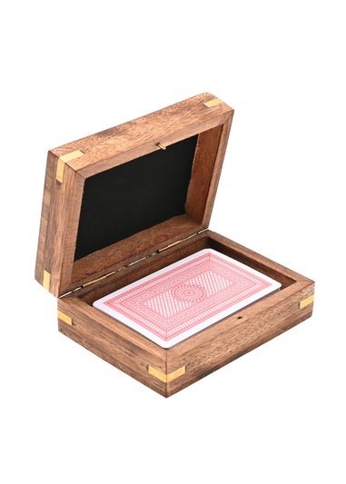 Harvey Makin Pack of Playing Cards In  Brown Wooden Box