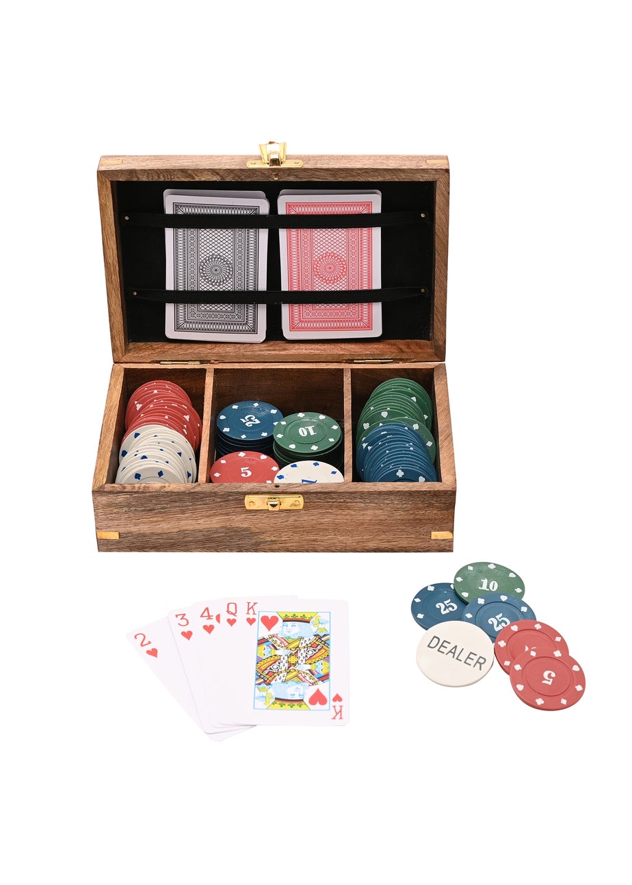 Harvey Makin Brown Wooden Poker Set