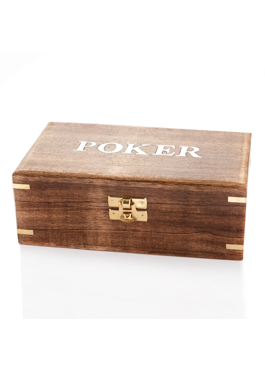 Harvey Makin Brown Wooden Poker Set
