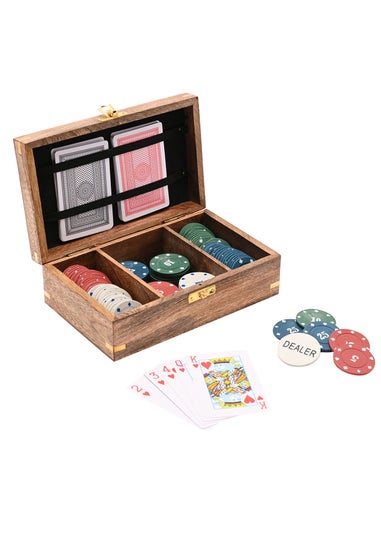 Harvey Makin Brown Wooden Poker Set