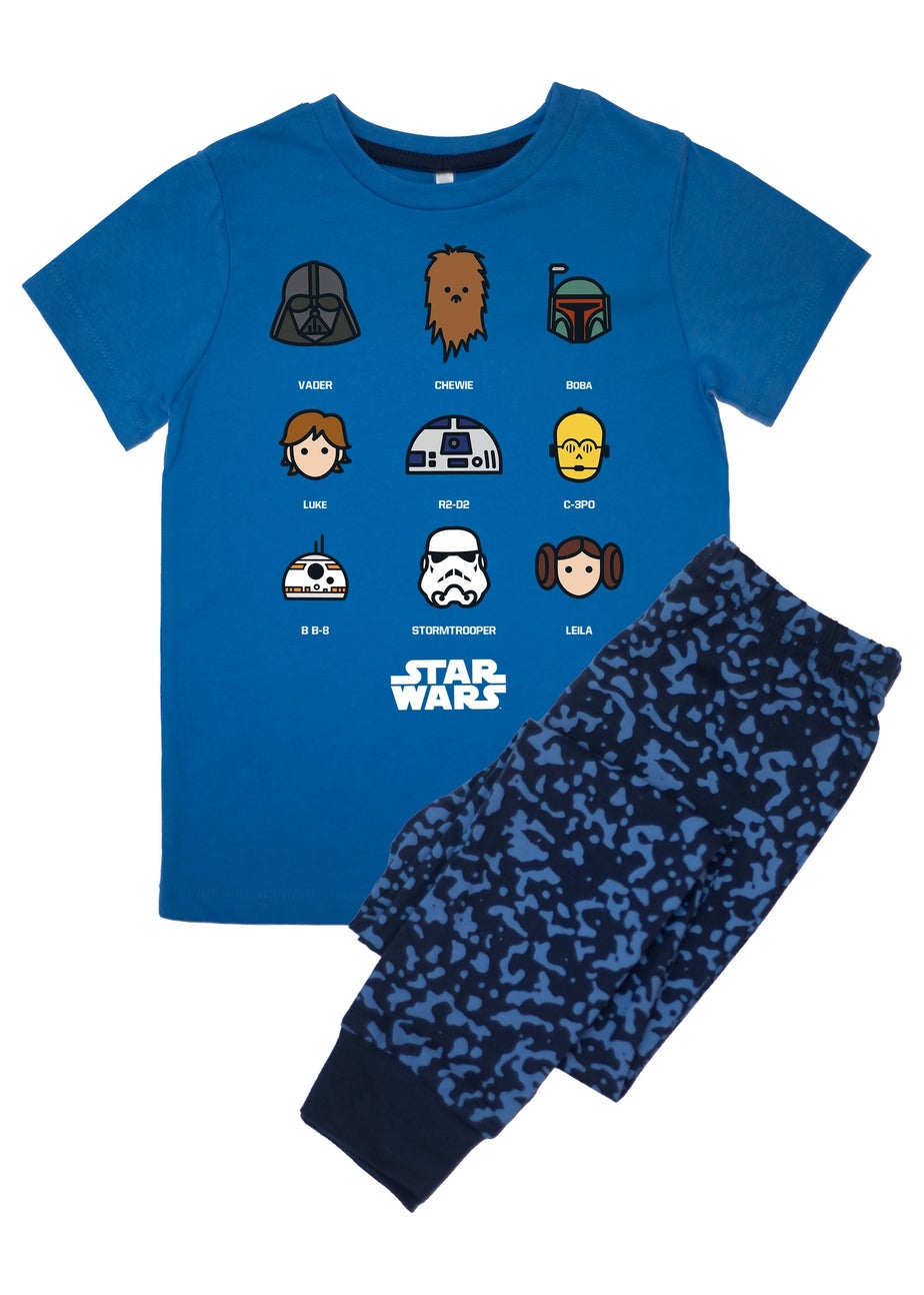 Star Wars Nine Characters Boys Blue Graphic Pyjamas (3-8 Years)