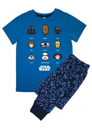 Star Wars Nine Characters Boys Blue Graphic Pyjamas (3-8 Years)