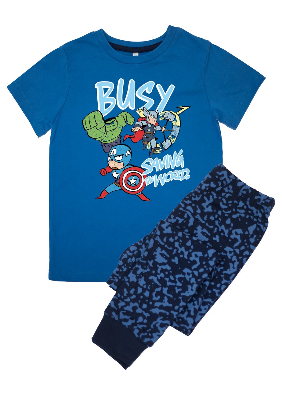 Marvel Avengers Busy Saving Boys Blue Graphic Pyjamas (3-8 Years)