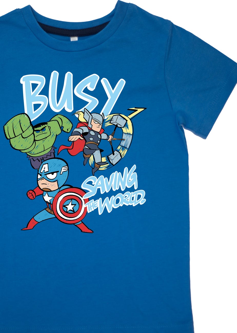Marvel Avengers Busy Saving Boys Blue Graphic Pyjamas (3-8 Years)