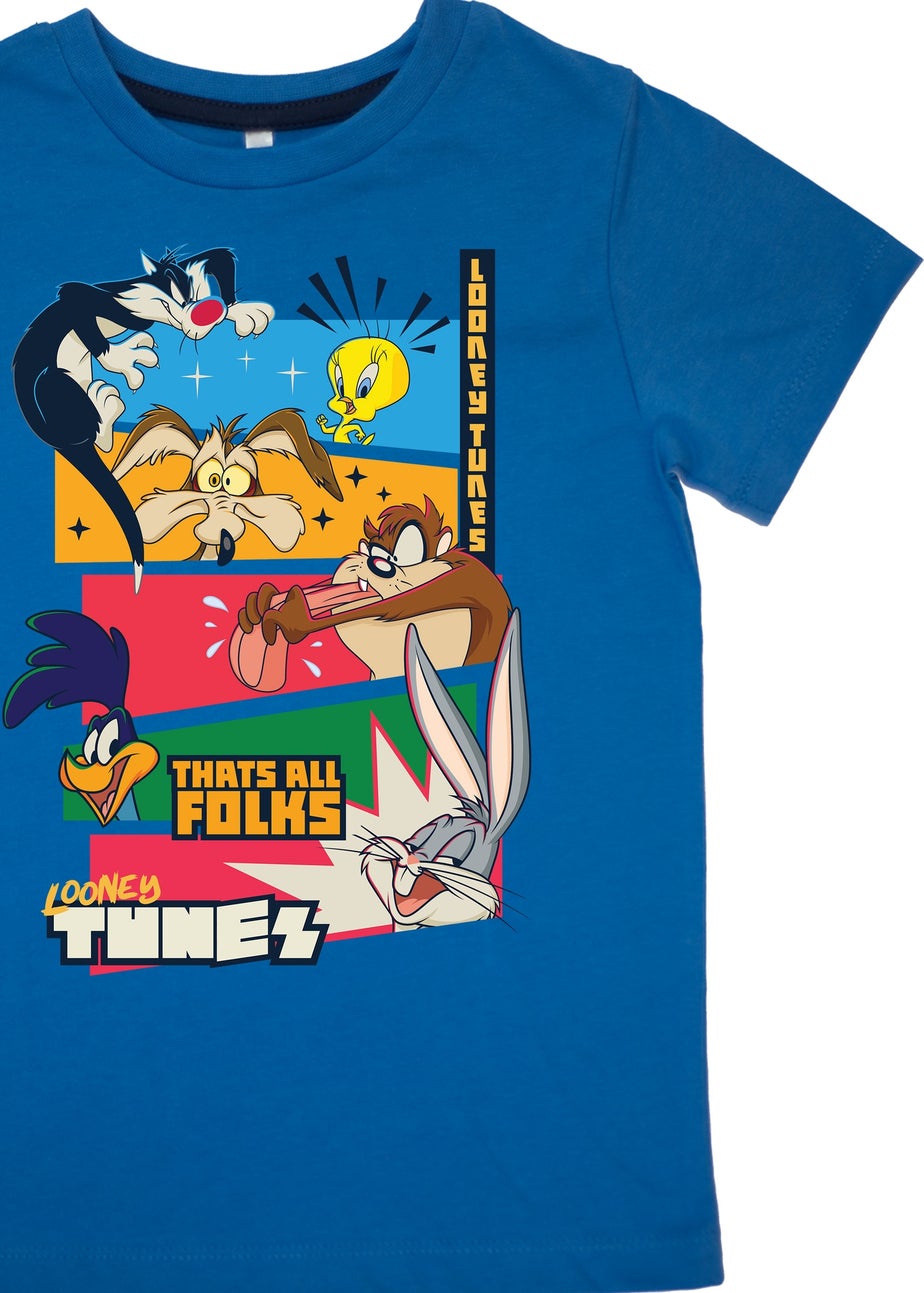 Looney Tunes Colour Stripes Boys Blue Graphic Pyjamas (3-8 Years)