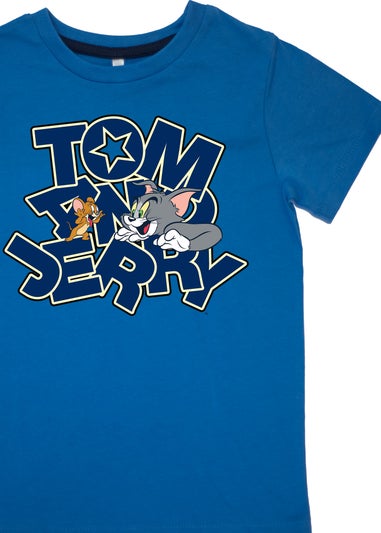 Tom & Jerry Star Text Boys Blue Graphic Pyjamas (3-8 Years)