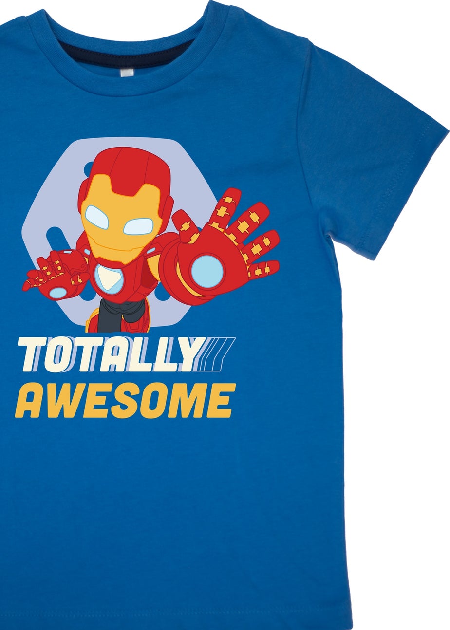 Marvel Iron-Man Totally Awesome Boys Blue Graphic Pyjamas (3-8 Years)