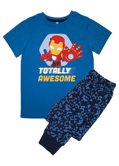 Marvel Iron-Man Totally Awesome Boys Blue Graphic Pyjamas (3-8 Years)