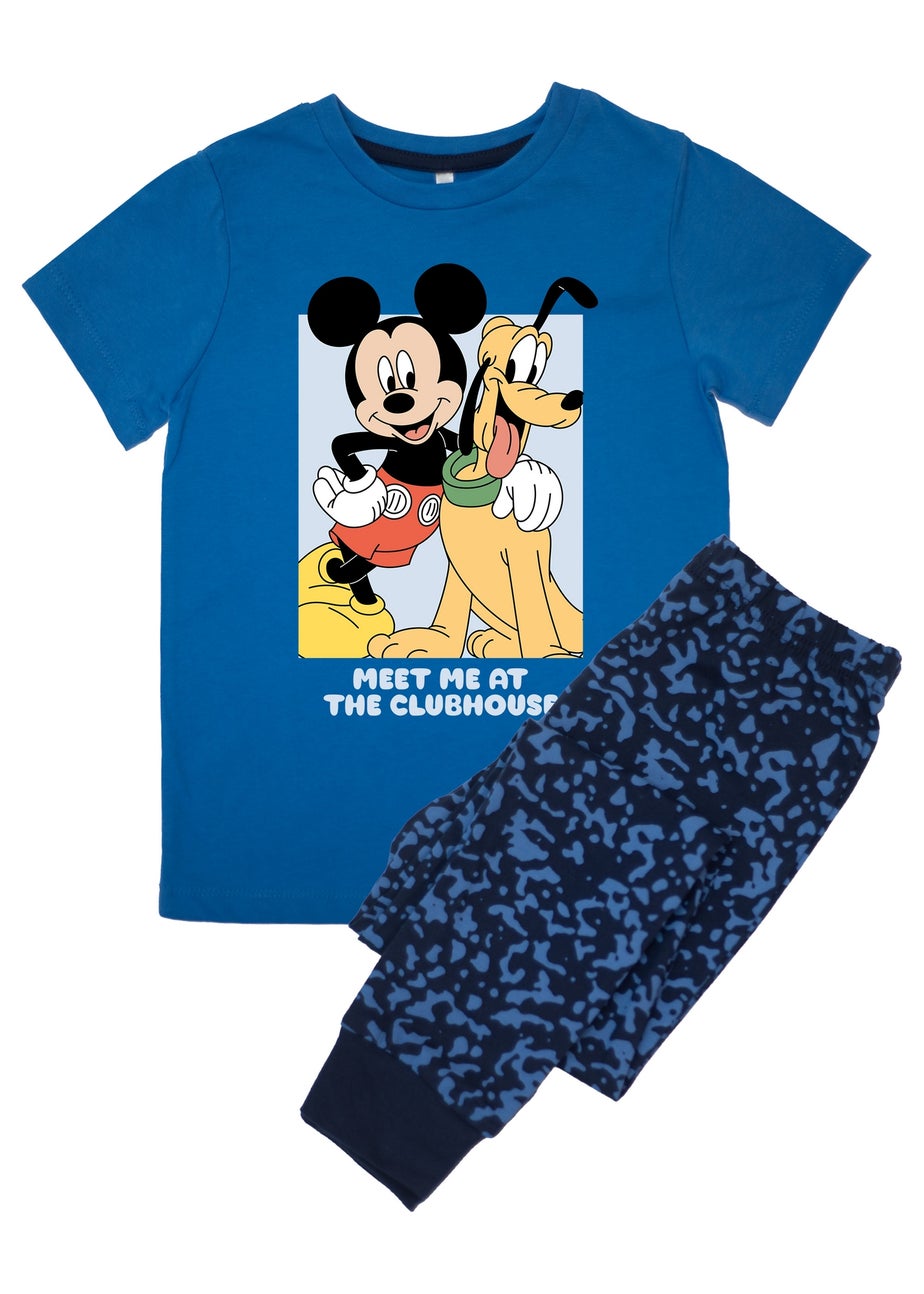 Disney Mickey Mouse Meet Me Boys Blue Graphic Pyjamas (3-8 Years)