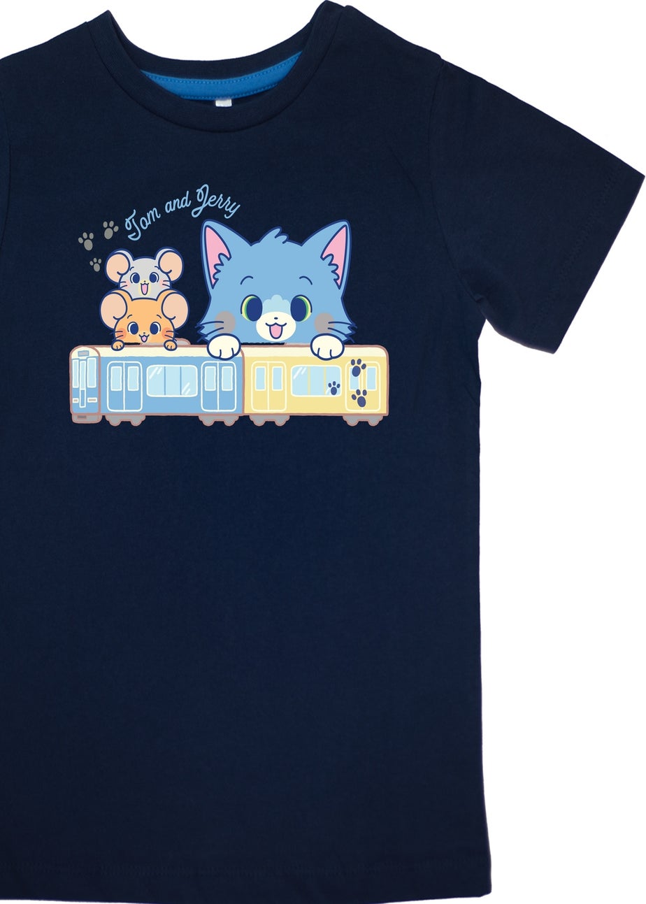 Ada & Ted Tom & Jerry Train Gokko Boys Navy Graphic Pyjamas (3-8 Years)