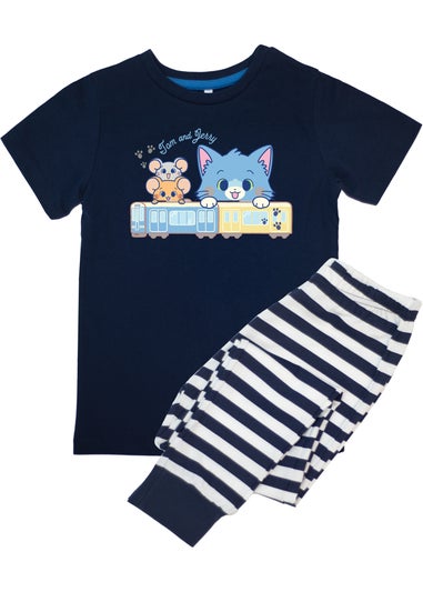 Ada & Ted Tom & Jerry Train Gokko Boys Navy Graphic Pyjamas (3-8 Years)
