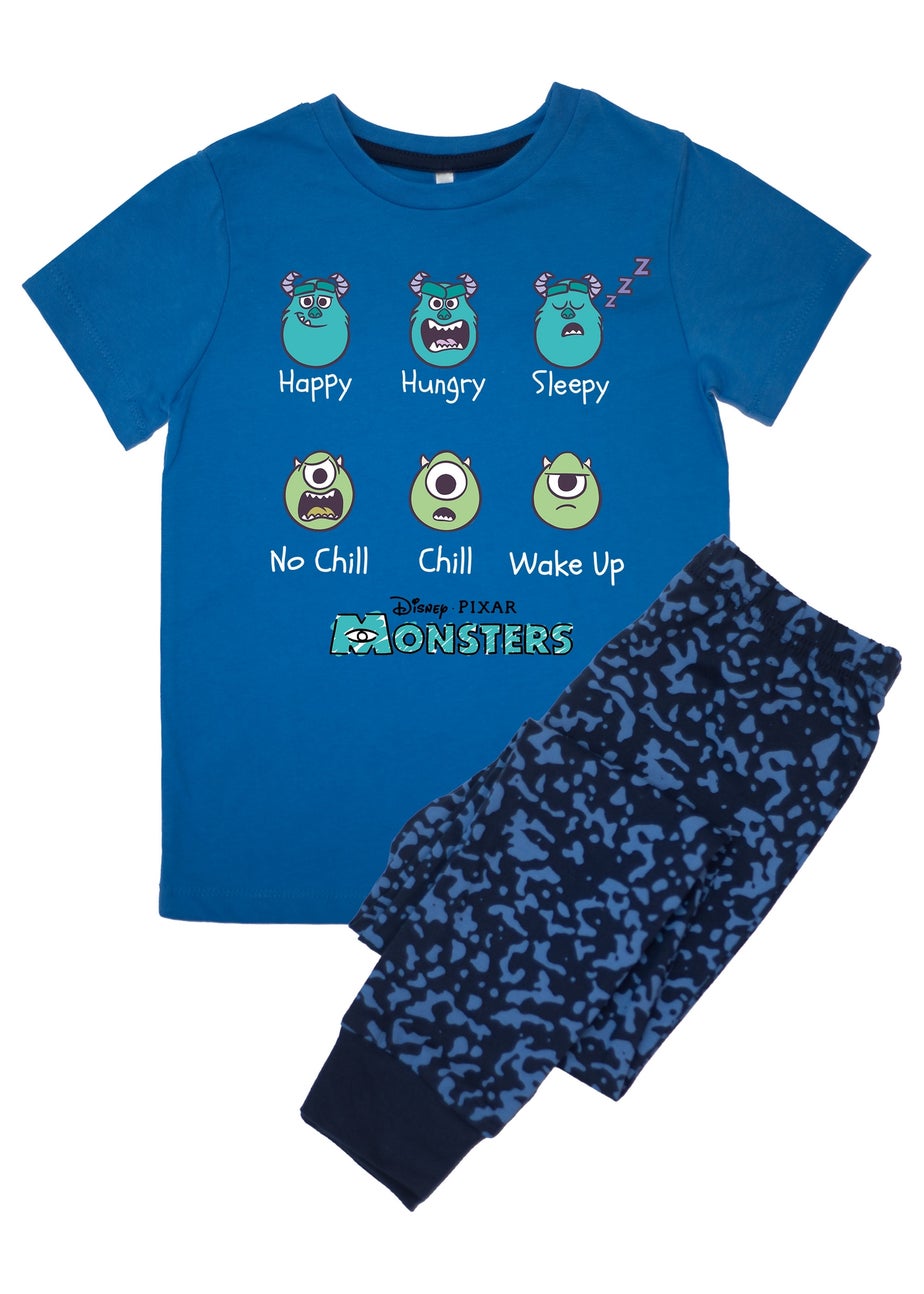 Disney Monsters Inc Faces Boys Blue Graphic Pyjamas (3-8 Years)