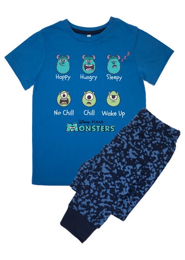 Disney Monsters Inc Faces Boys Blue Graphic Pyjamas (3-8 Years)