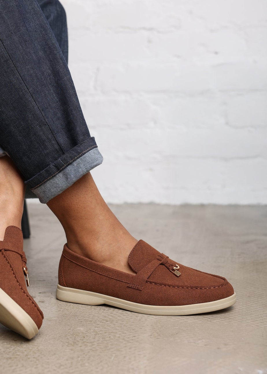 Where's That From Pegasus Brown Slip-On Loafers With Accessory Trim