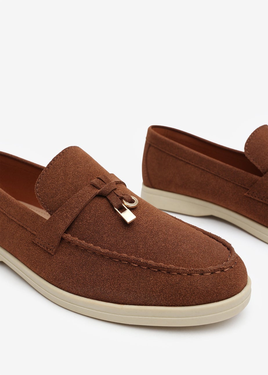 Where's That From Pegasus Brown Slip-On Loafers With Accessory Trim