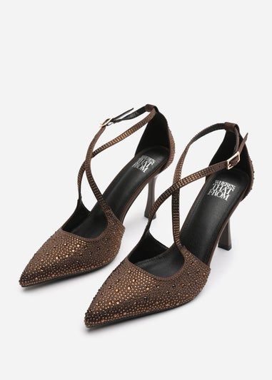 Where's That From Brown Kaitlyn Strappy Pointed Toe High Heels