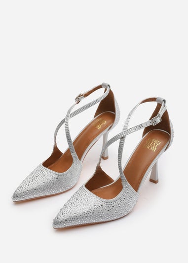 Where's That From Silver Kaitlyn Strappy Pointed Toe High Heels