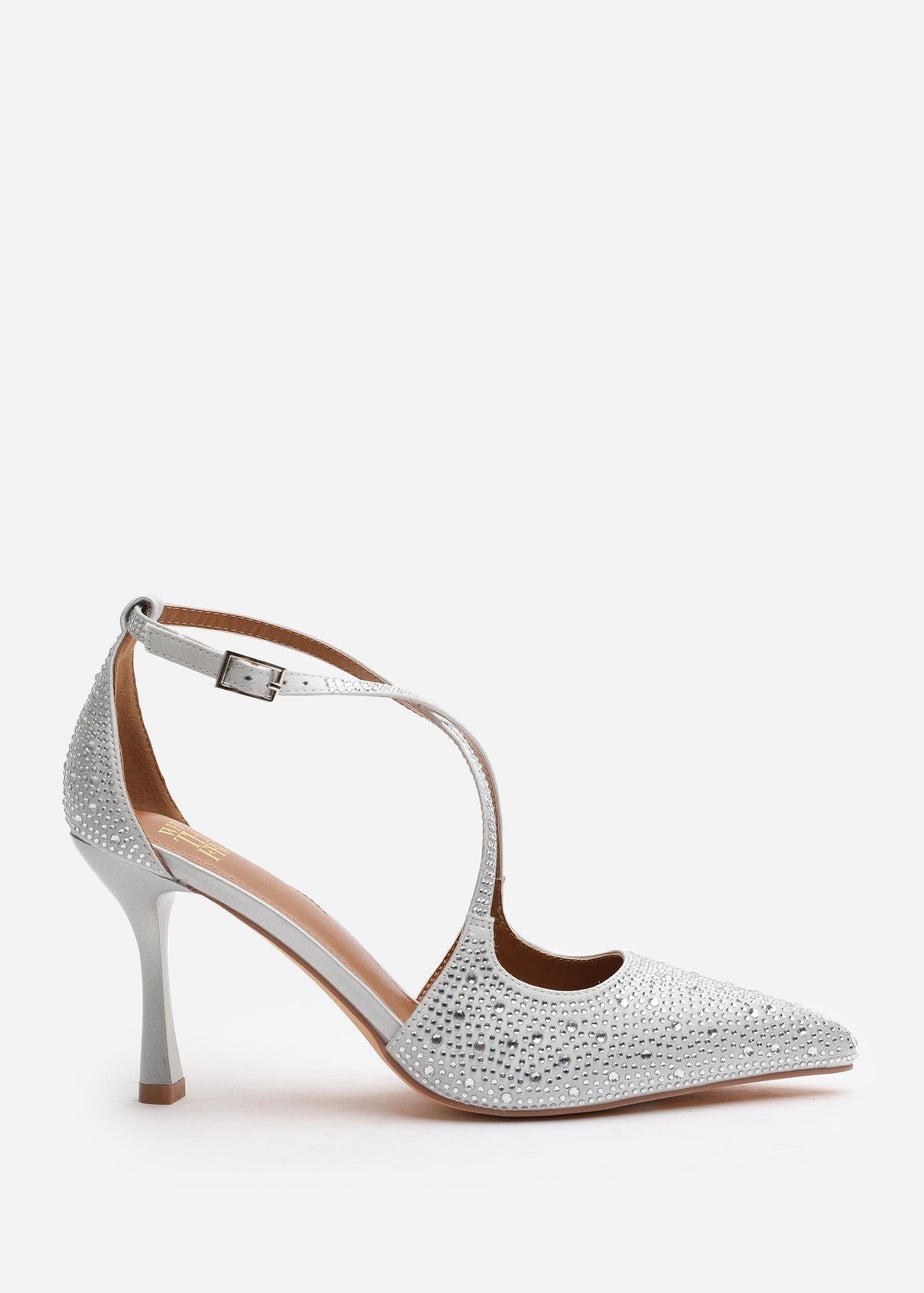 Where's That From Silver Kaitlyn Strappy Pointed Toe High Heels