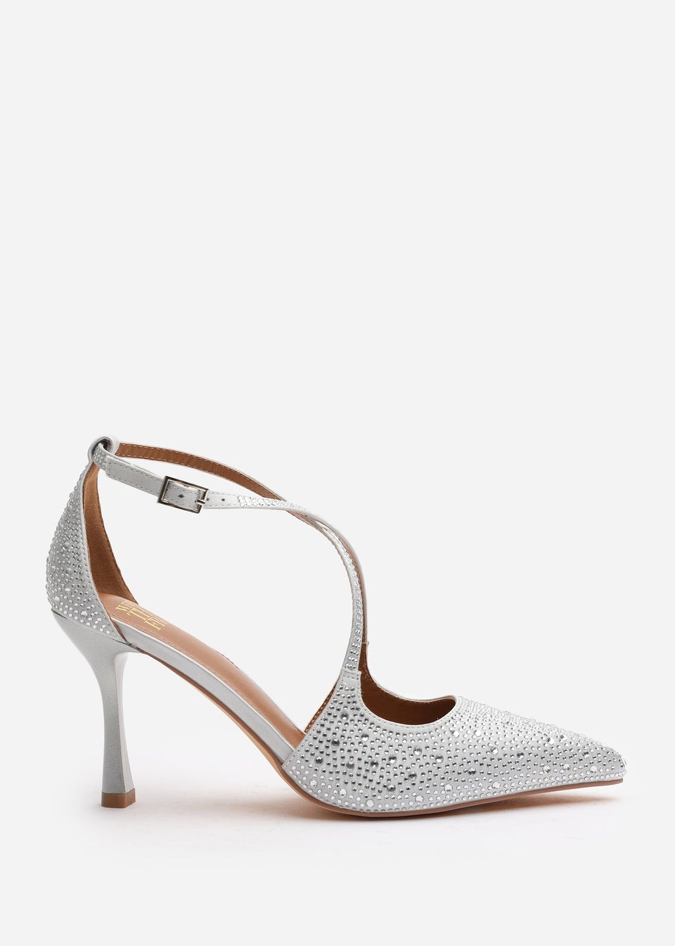 Where's That From Silver Kaitlyn Strappy Pointed Toe High Heels