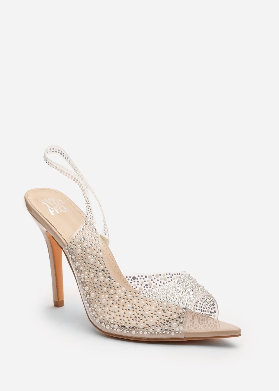 Where's That From Carlah Crystal Embellished Heeled Sandals In Nude