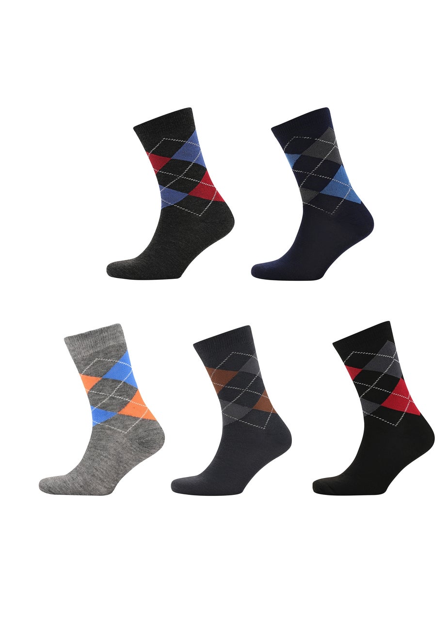 Mad Man Multi-Coloured Bright Argyle Socks Boxed