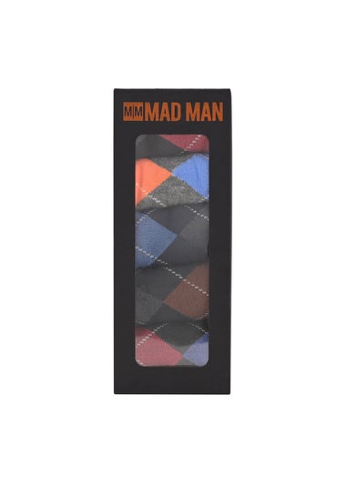Mad Man Multi-Coloured Bright Argyle Socks Boxed