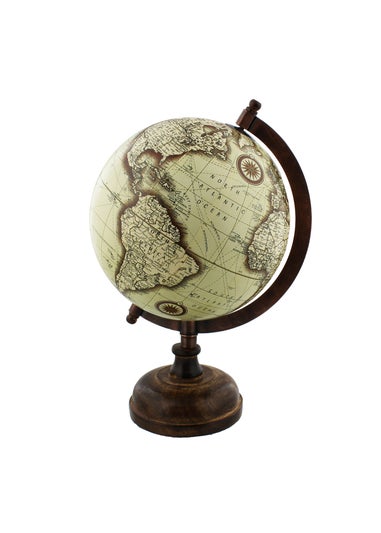 Harvey Makin Globe Metal & Brown Wooden Base