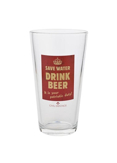 Civil Defence Clear Pint Glass and Bottle Opener Set