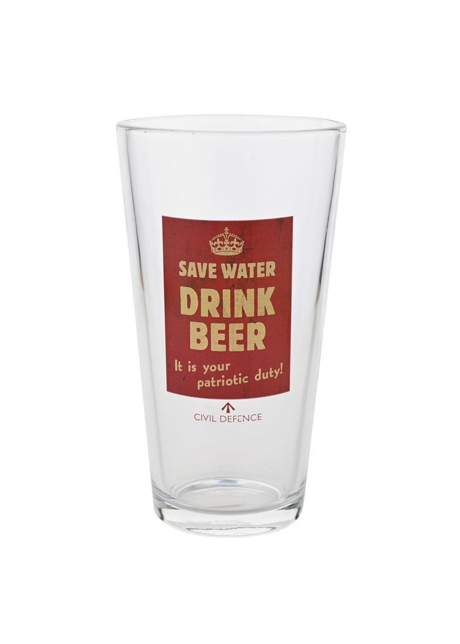 Civil Defence Clear Pint Glass and Bottle Opener Set