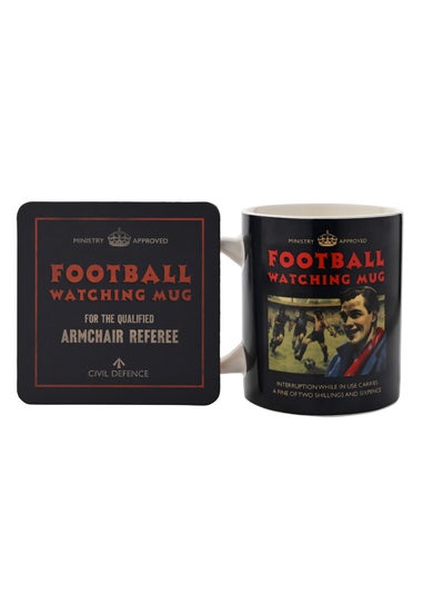Civil Defence Football Watching Black Mug and Coaster Set