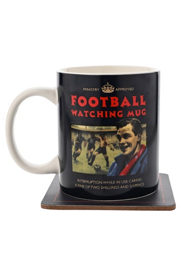 Civil Defence Football Watching Black Mug and Coaster Set