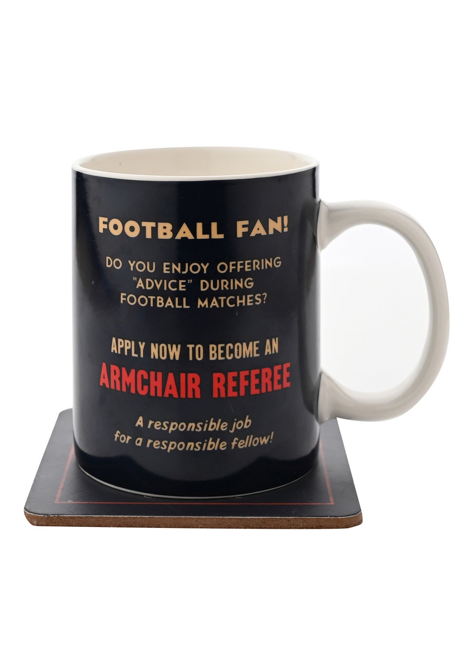Civil Defence Football Watching Black Mug and Coaster Set