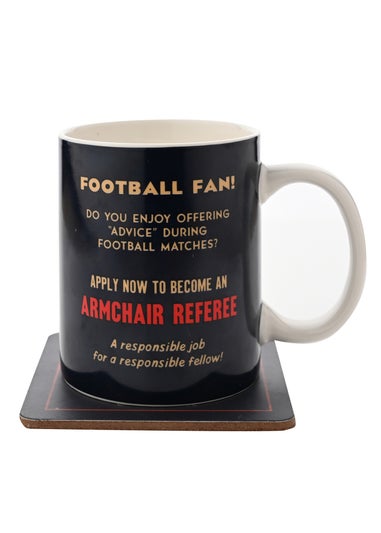 Civil Defence Football Watching Black Mug and Coaster Set