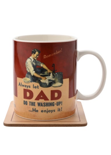 Civil Defence Dad's Daily Beverage Red Mug and Coaster Set