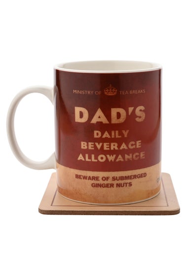 Civil Defence Dad's Daily Beverage Red Mug and Coaster Set