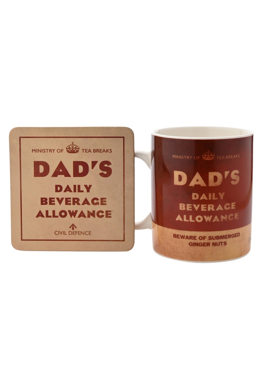 Civil Defence Dad's Daily Beverage Red Mug and Coaster Set