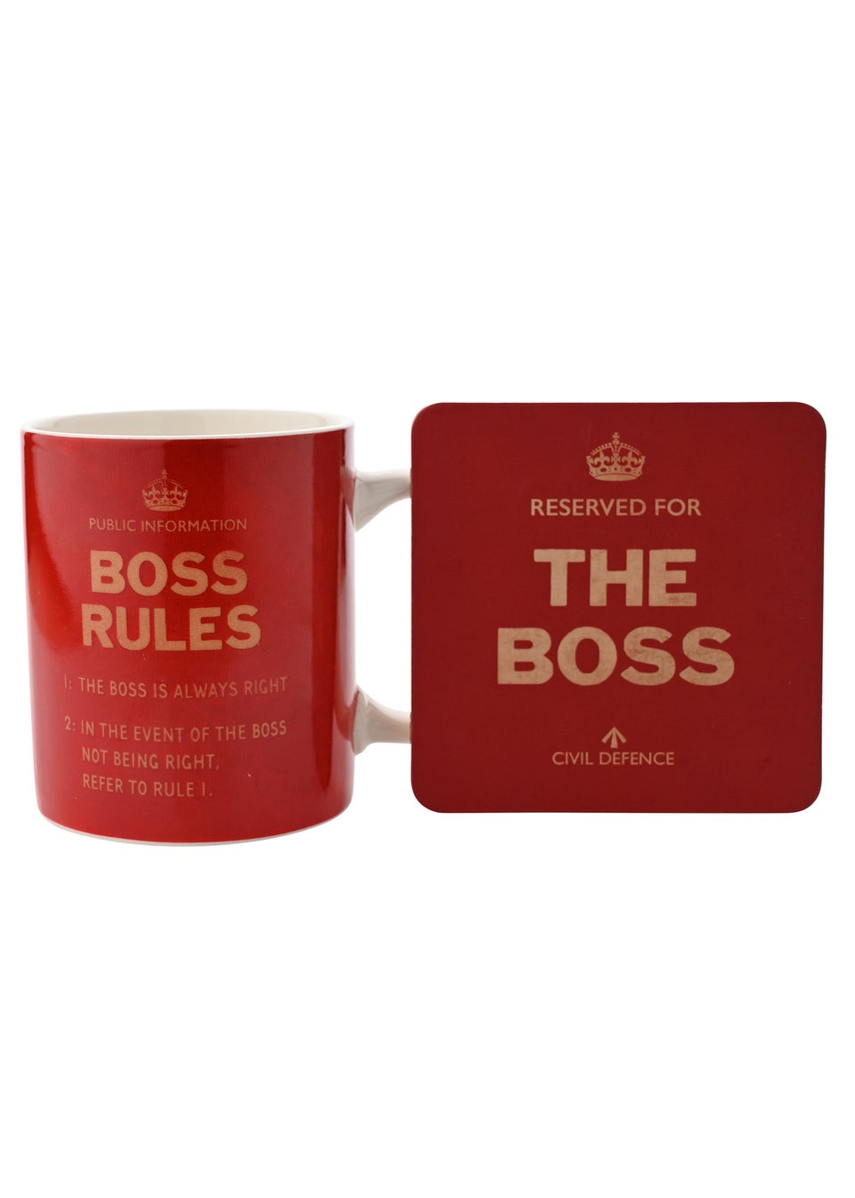 Civil Defence The Boss Red Mug and Coaster Set