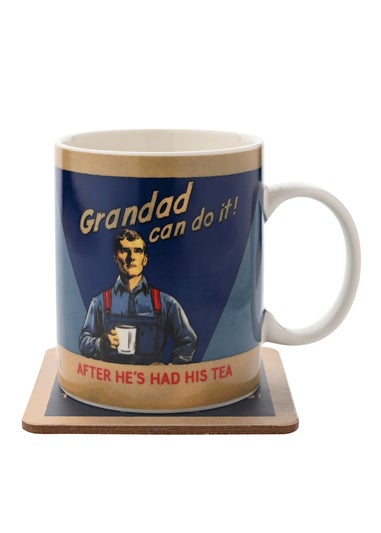 Civil Defence Grandad's Best Blue Mug and Coaster Set