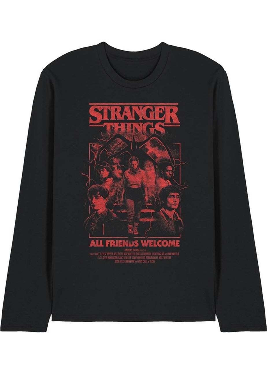Stranger Things Black 5 Group Horror Mind Flayer Movie Poster Long-Sleeved T-Shirt