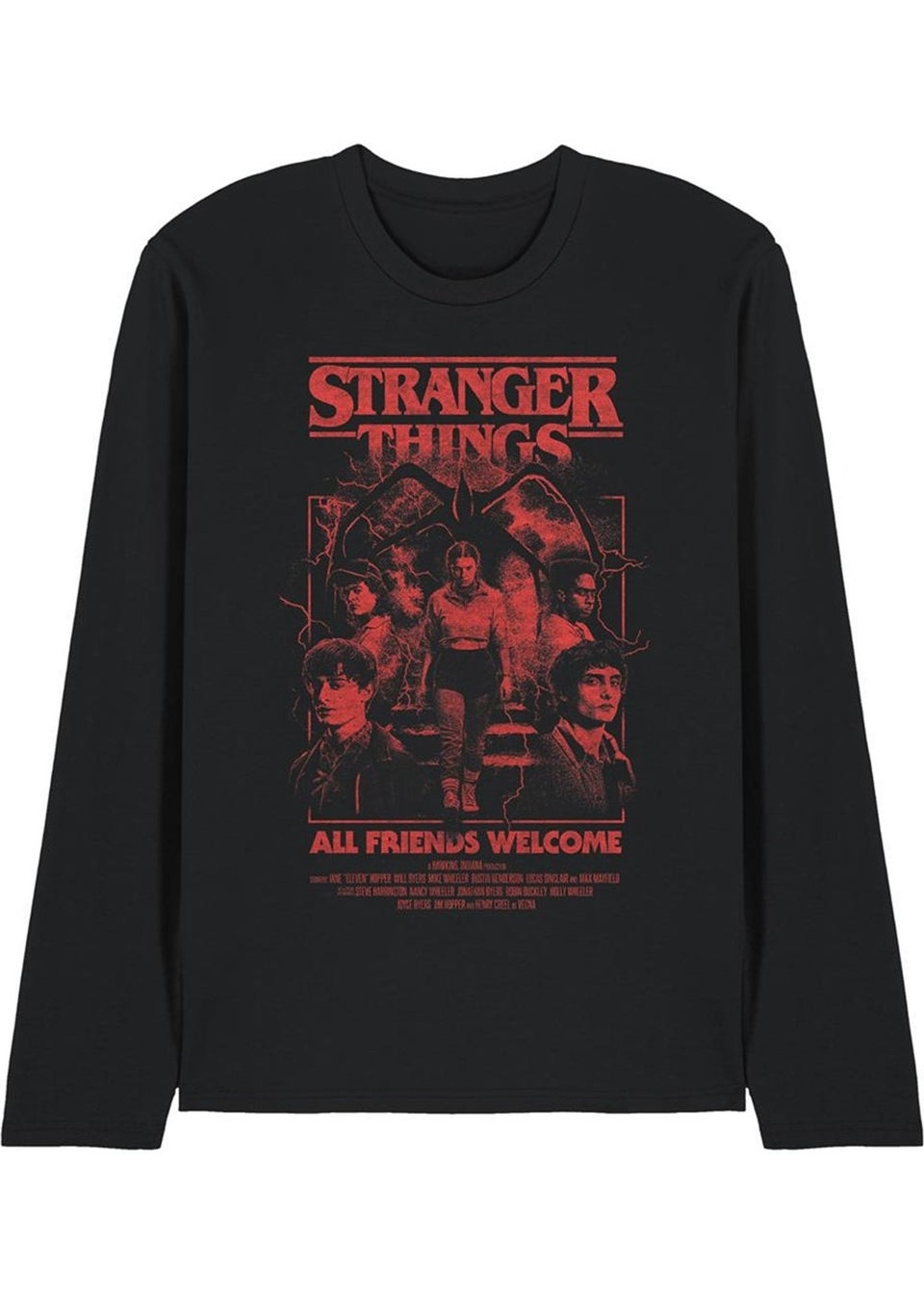 Stranger Things Black 5 Group Horror Mind Flayer Movie Poster Long-Sleeved T-Shirt