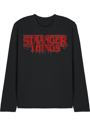 Stranger Things Black 5 Dripping Logo Long-Sleeved T-Shirt