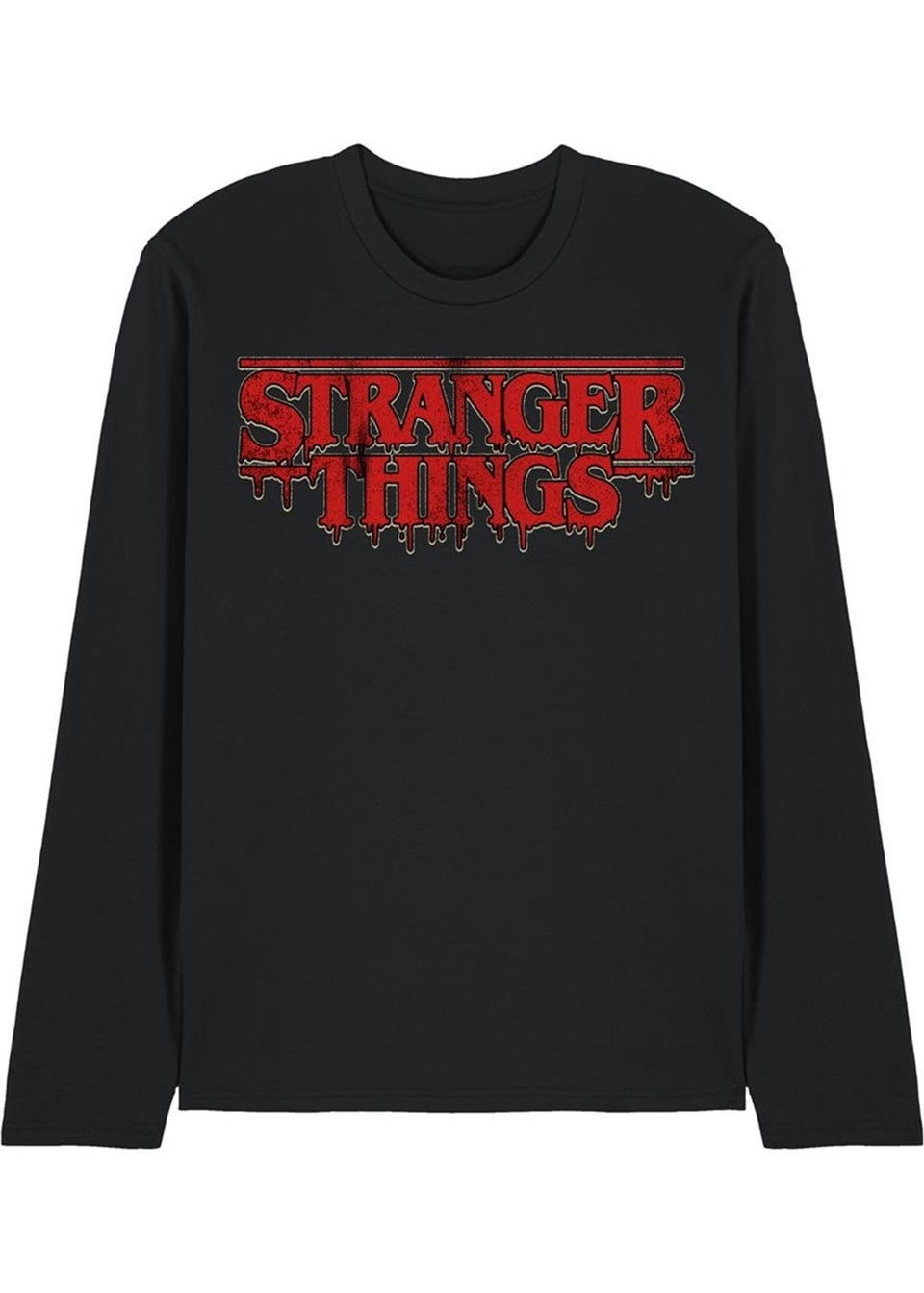 Stranger Things Black 5 Dripping Logo Long-Sleeved T-Shirt