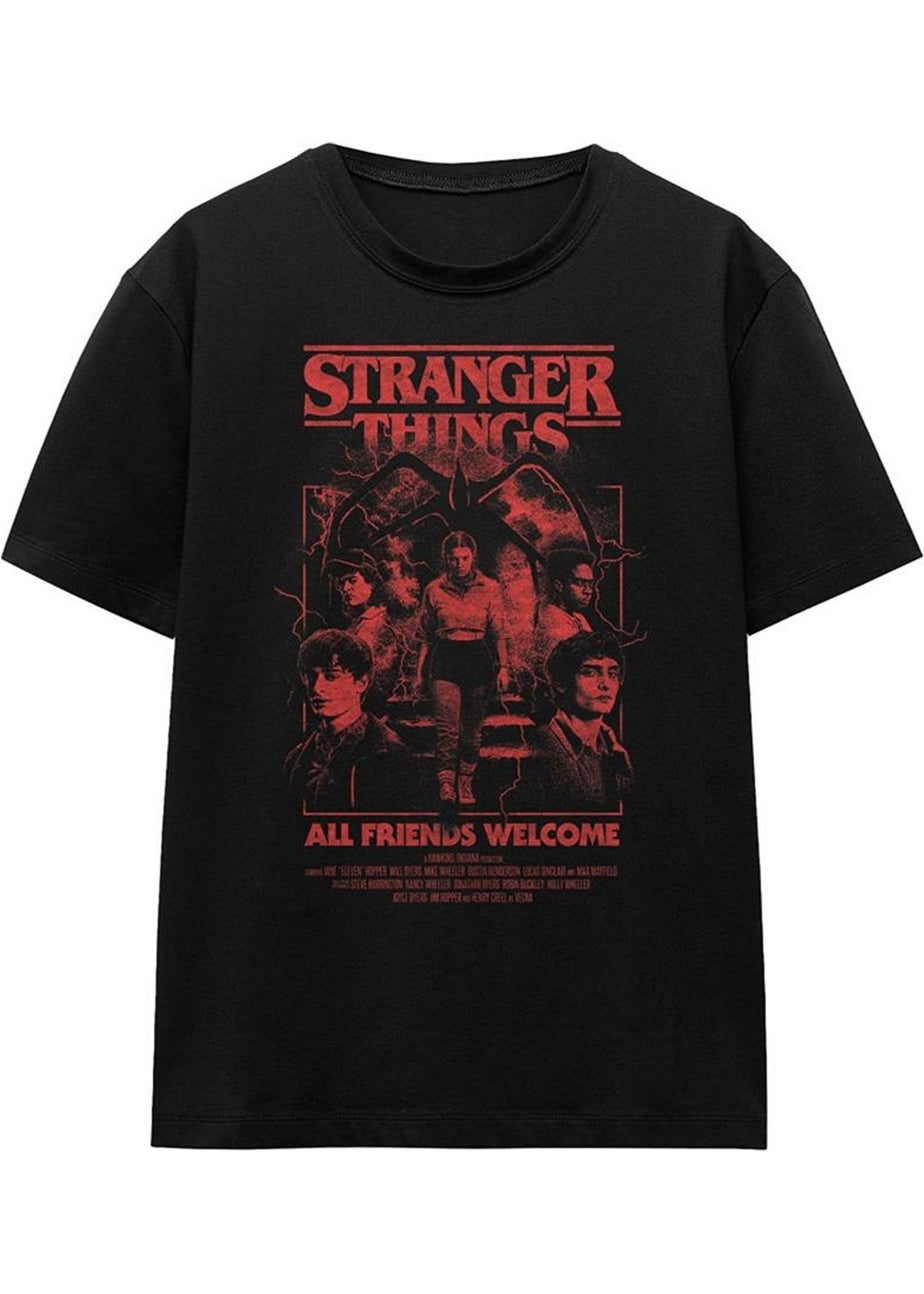 Stranger Things Black 5 Mind Flayer Group Poster T-Shirt