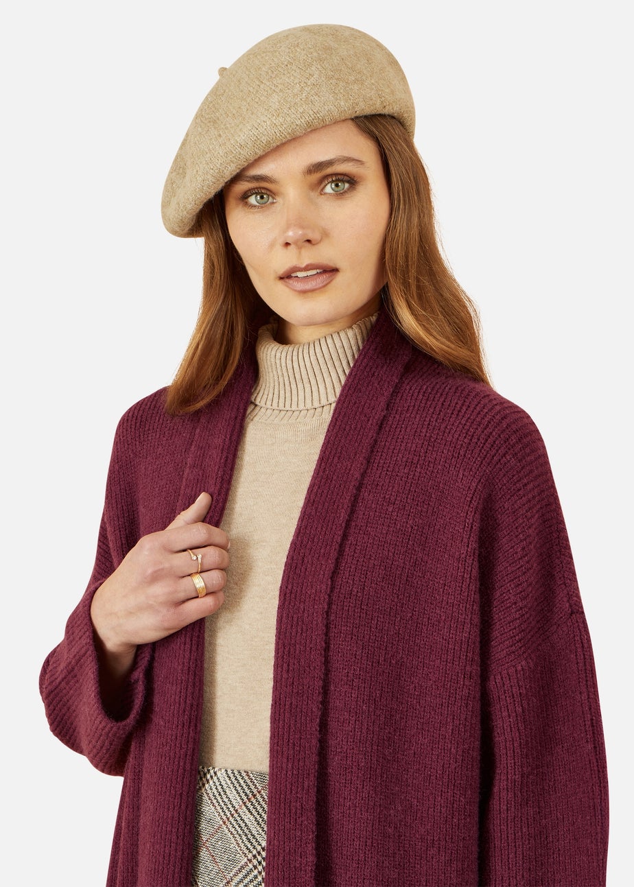 Yumi Burgundy Knitted Maxi Cardigan With Pockets