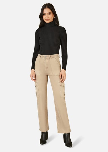 Yumi Black Ribbed Knit Roll Neck Jumper