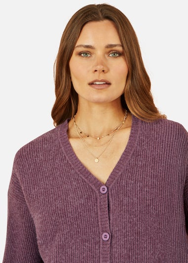 Yumi Purple Marl Knit Cardigan
